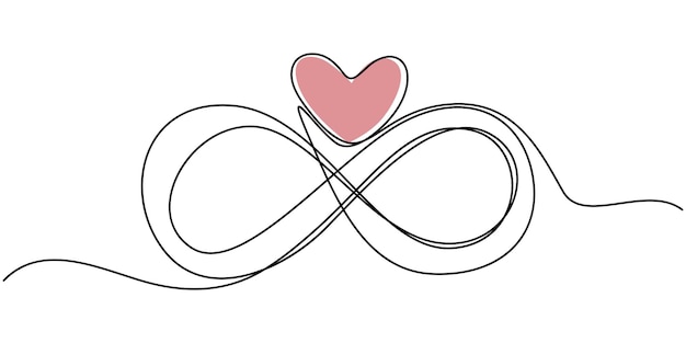 The symbol of heart and infinity is drawn with one continuous editable line The concept of eternal