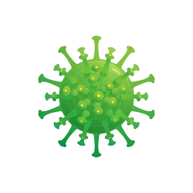 The vector illustration of the green virus is just on a white background