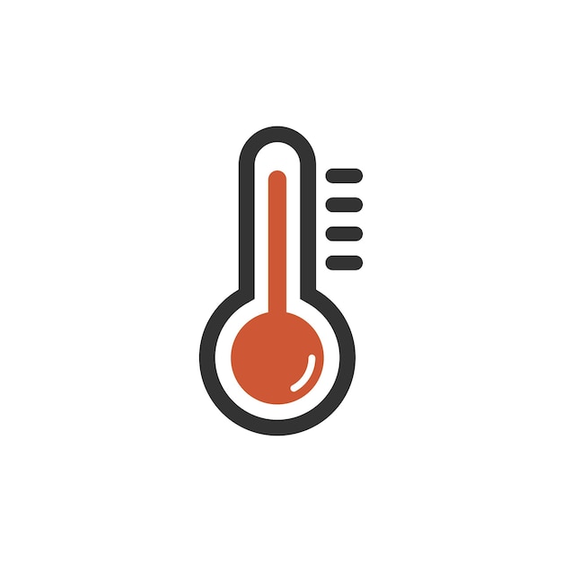 Thermometer heat icon isolated flat design vector illustration on white background.