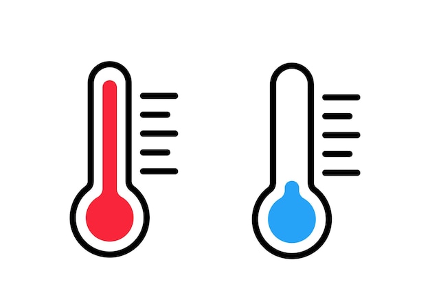 Thermometer icon cold and heat temperature scale symbol cool and hot weather sign simple isolated vector image