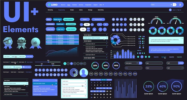 These graphic components provide a comprehensive approach to the development of interfaces that meet modern requirements for functionality and aesthetics in Internet resources
