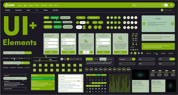 These graphic components provide a comprehensive approach to the development of interfaces that meet modern requirements for functionality and aesthetics in Internet resources
