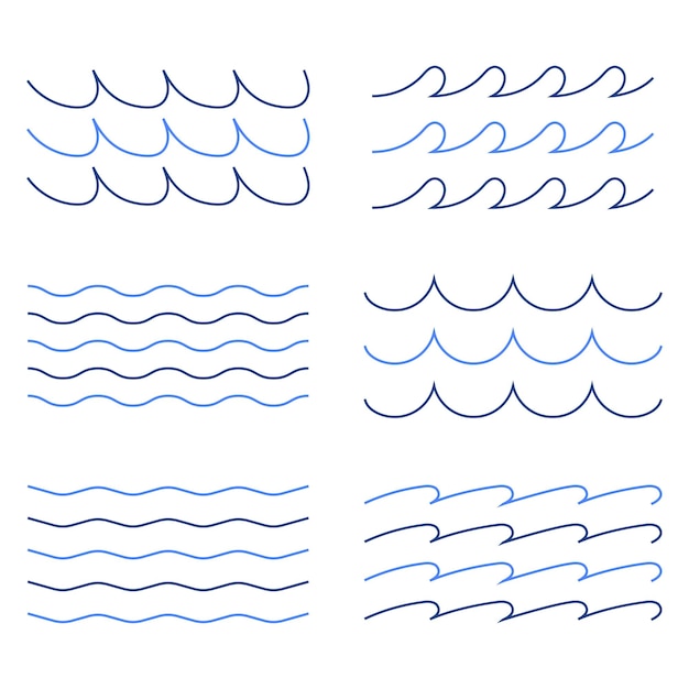 Thin Blue Wave Lines Set
