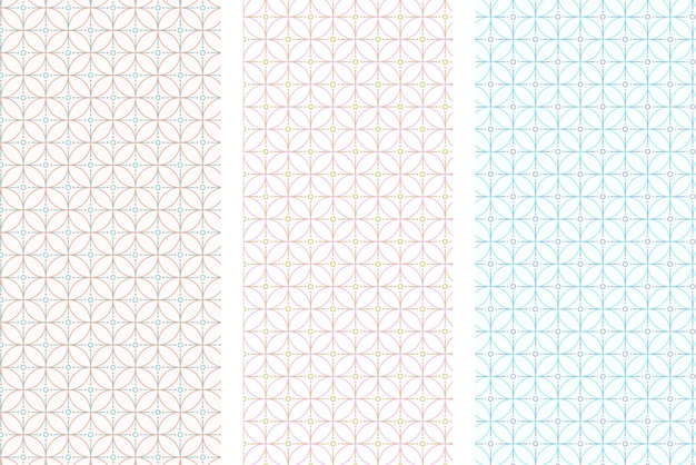 thin elegant abstract pattern form by round and line with 3 different color combination geometric