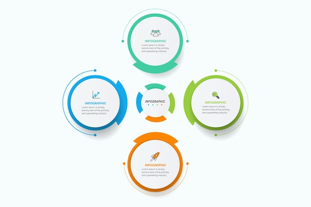 Thin line flat infographic design elements with 4 icons