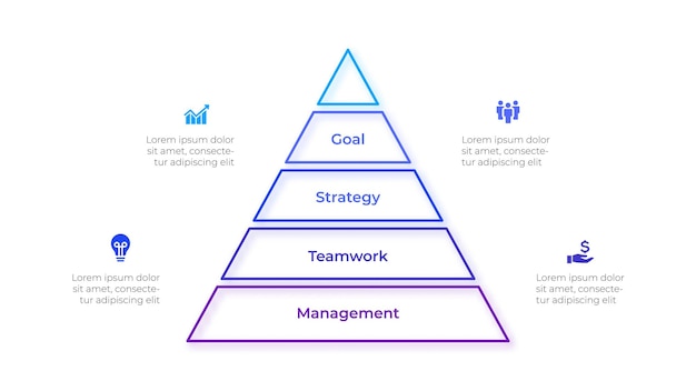 Thin line pyramid infographic with 5 options or steps Template for business presentation