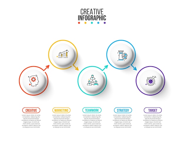 thin lines with circles for infographic business concept with 5 options parts steps or processes