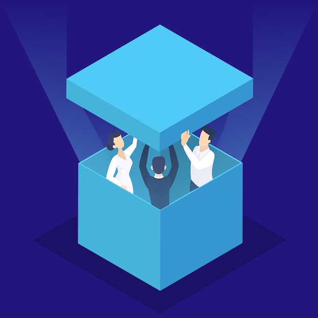 Think outside the box web banner. Creative thinking