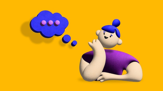 Thinking girl 3d design 3d illustration