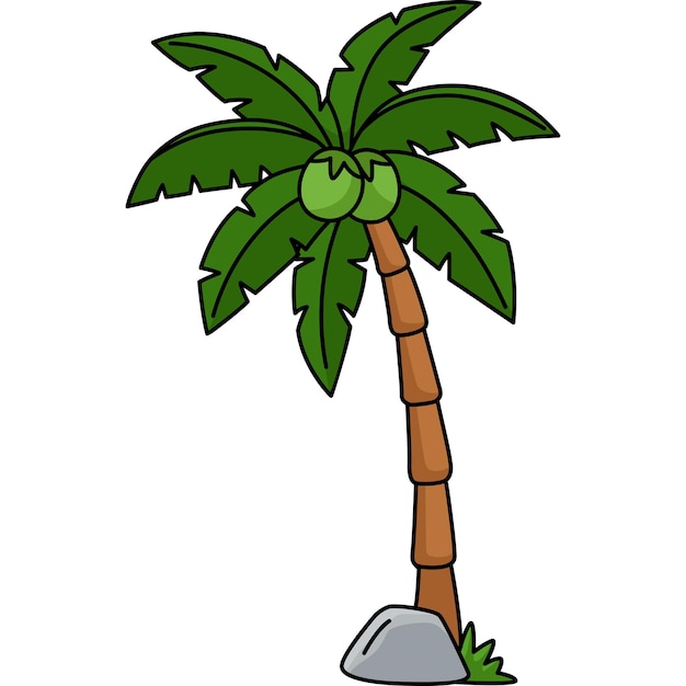 This cartoon clipart shows a Coconut Tree illustration