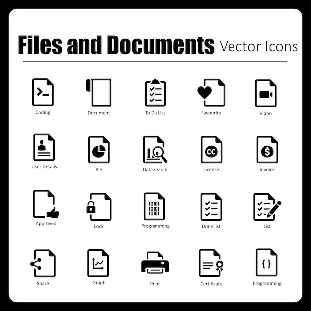 This is a collection of 24 handcrafted pixel perfect Files and Documents vector icons