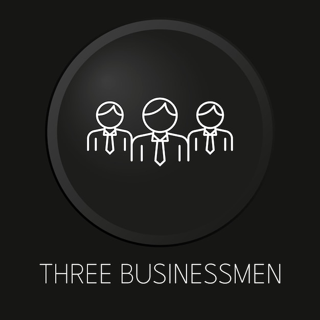 three businessmen minimal vector line icon on 3d button isolated on black background premium vectorxa