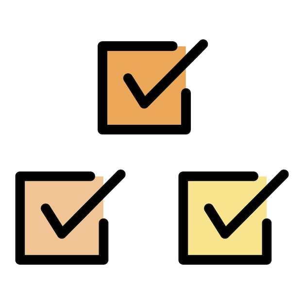 Three checkboxes icon Outline three checkboxes vector icon color flat isolated