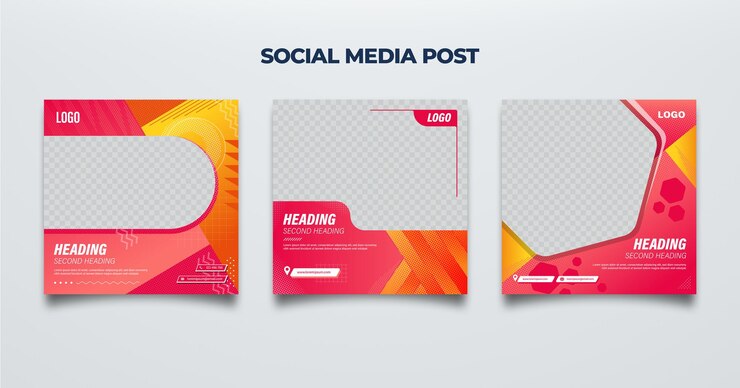 Three different postcards with the word social media on them.