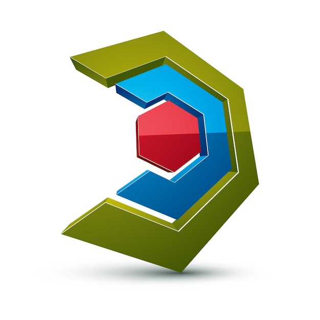 Three-dimensional colorful graphical icon isolated on white, teamwork idea vector design element. Abstract company special symbol.