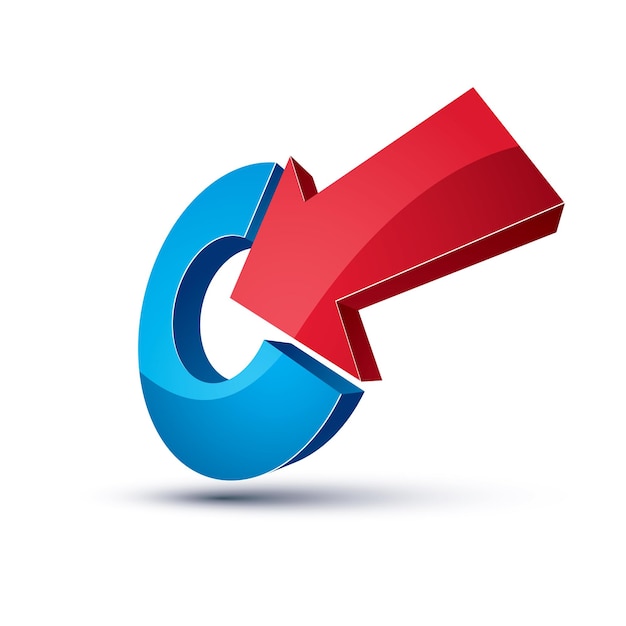 three-dimensional vector symbol with an arrow directed into the target. achieve goal business conceptual 3d icon.