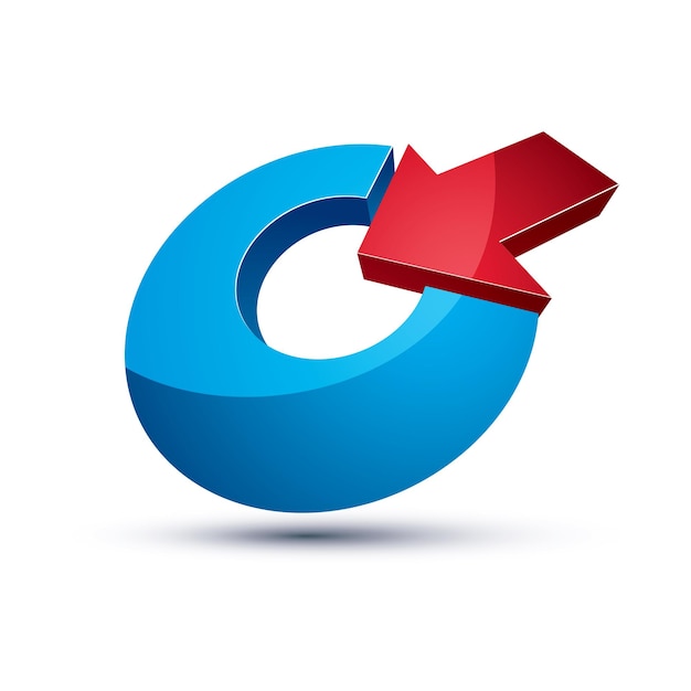 three-dimensional vector symbol with an arrow directed into the target. achieve goal business conceptual 3d icon.