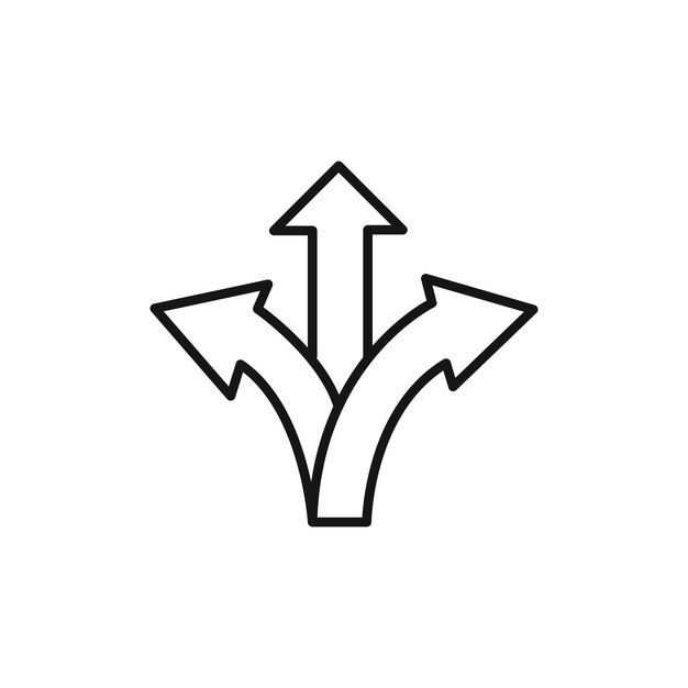 Three directions icon Simple thin line flat symbol