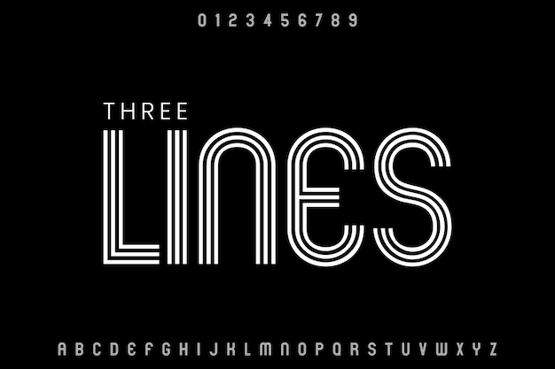 three lines creative vector custom display alphabet font design