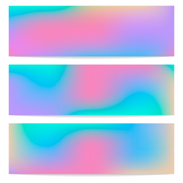 Three panoramic abstract blur hologram background.