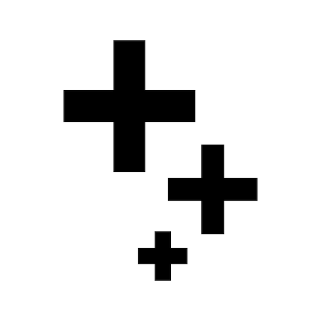 Three Plus Icons in Minimalist Black Design on White Background for Creative and Digital Art Project