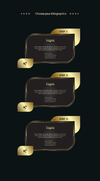 three step premium button vector templates set of infographic elements icon charts vector