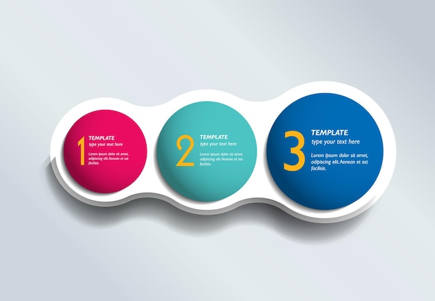 Three steps elements bubble chart scheme diagram Infographic template