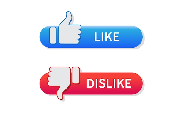 Thumb Up and Thumb Down button Like and dislike icon isolated on white background