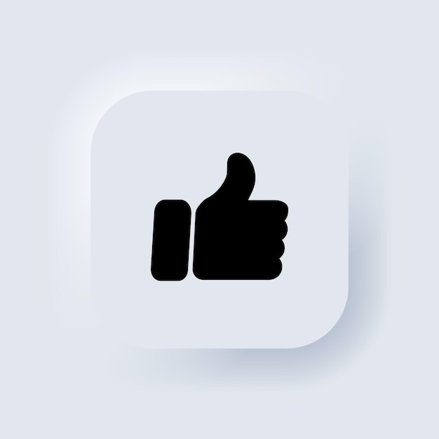 thumb up button. like icon. hand thumbs up. social media concept. neumorphic ui ux white user interface web button. neumorphism. vector eps 10.