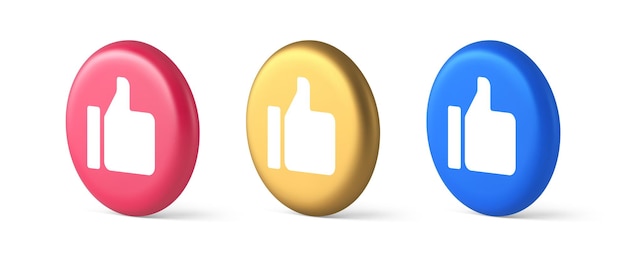 Thumb up like cool button cyberspace approve acceptance communication 3d realistic icons