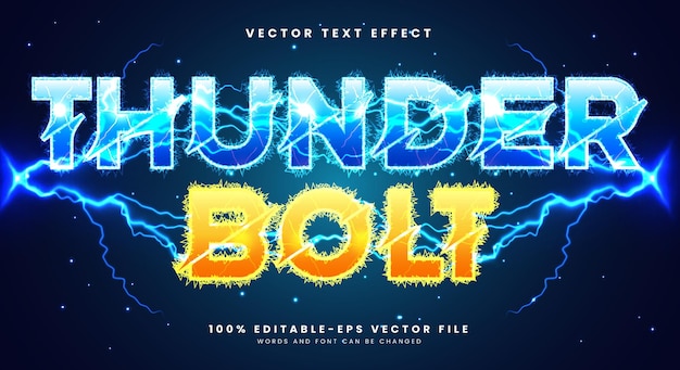 Thunder Bolt blue orange 3D editable text effect Template Suitable for electric bolt text style them