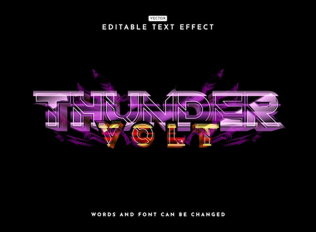 thunder volt modern neon violet electric glow shiny 3d text effect template