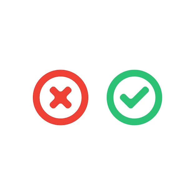 Tick cross icon button set Check mark icons Vector illustration