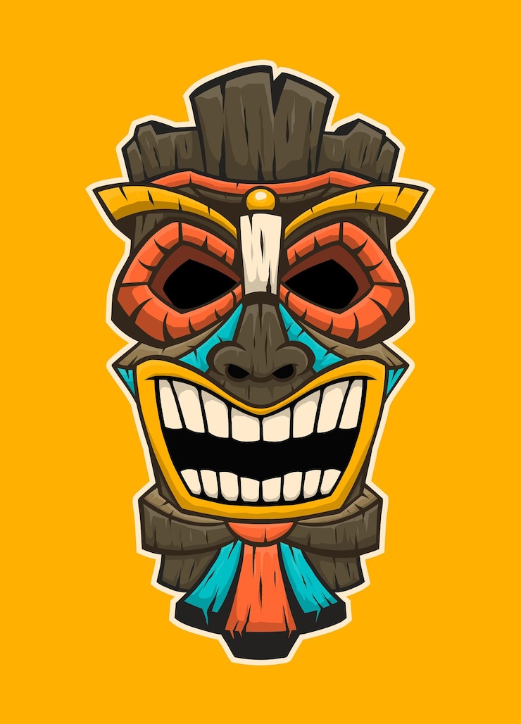 Vektör tiki god mask cartoon pacific