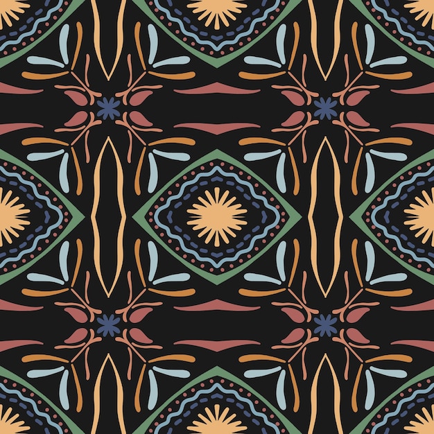 tile seamless pattern design with colourful motifs background vector illustation eps10