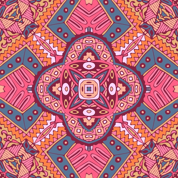 tiled ethnic boho pattern for fabric. abstract geometric mosaic vintage seamless pattern ornamental.