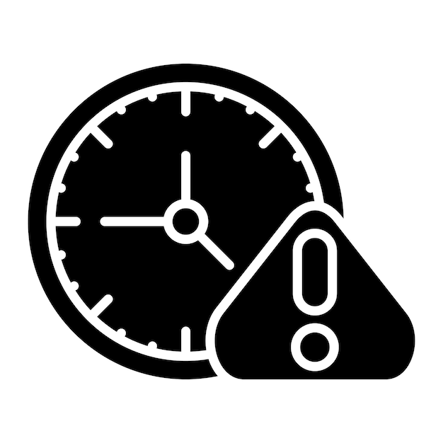 Time Alert Glyph Solid Black Illustration
