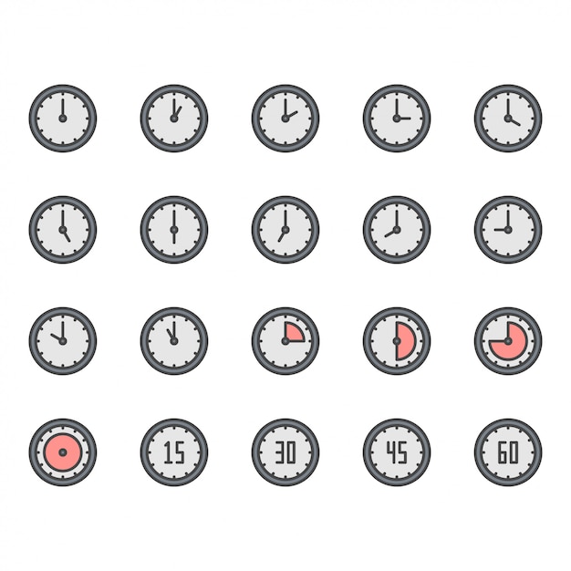 Time and clock icon and symbol set