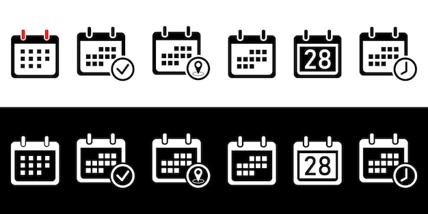 Time appointment reminder date and location icon event elements Calendar icon collection vector