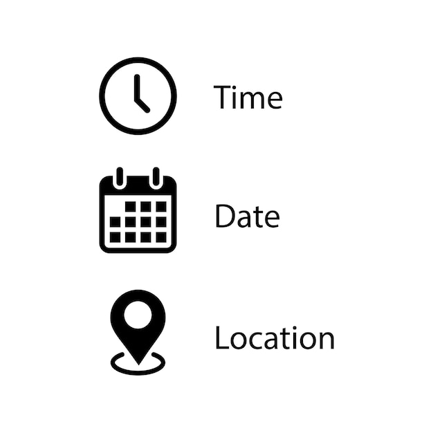 time date and address icon vector event elements