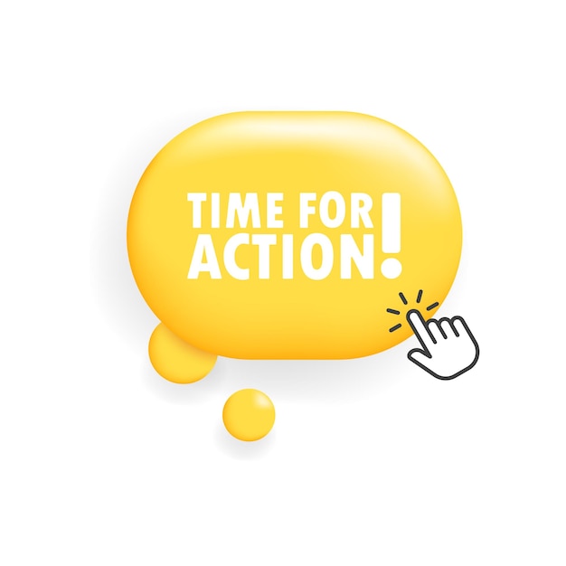 Time for action button Flat yellow time for action button cursor on button action button Vector icon