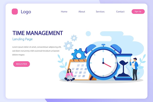 Time management concept Flat vector template Style Suitable for Web Landing Page Background
