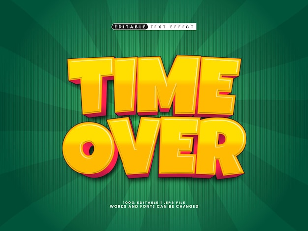 time over editable text effect in kids and happy text style