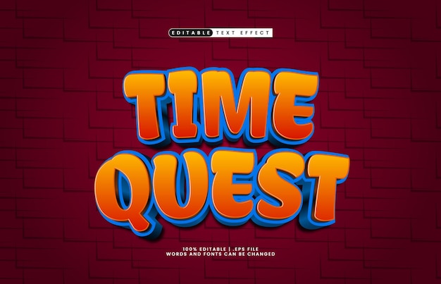 time quest editable text effect with a game and play text style