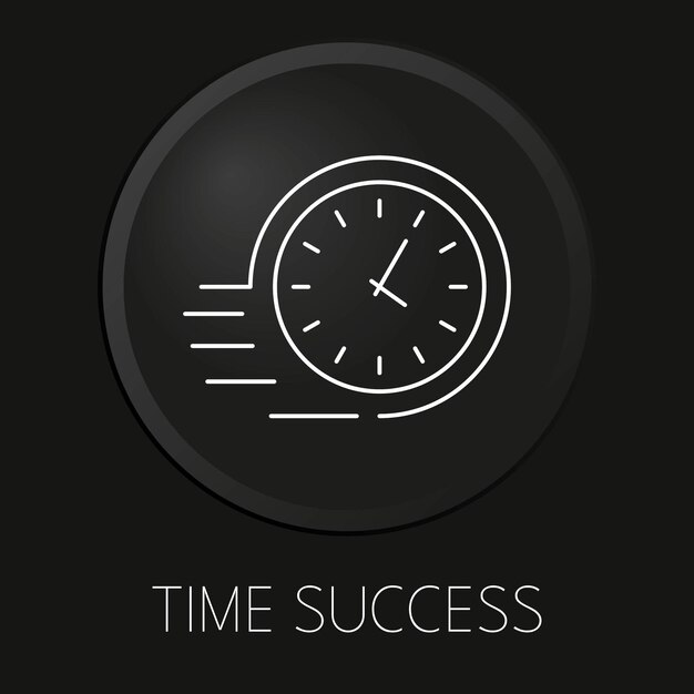 time success vector line icon on 3d button isolated on black background premium vector