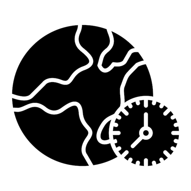 Time Zone Glyph Solid Black Illustration