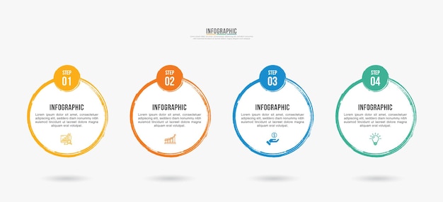 Timeline circle infographic with 4 options or steps infographics or data template vector design