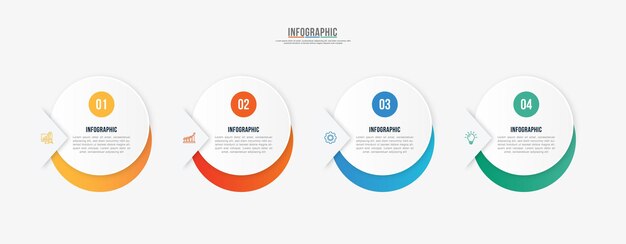 Timeline circle infographic with 4 options steps infographics and data infographic template design