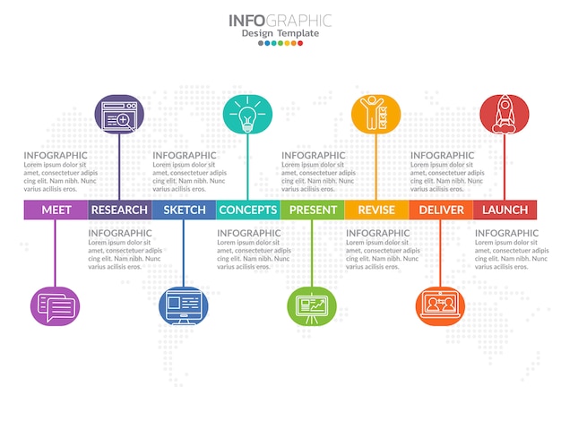 Timeline infographic design vector and marketing icons