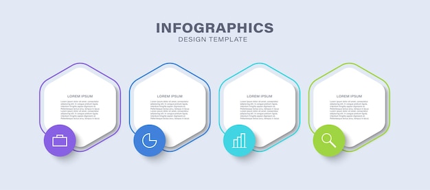 Timeline with four steps and icons Infographic design vector template